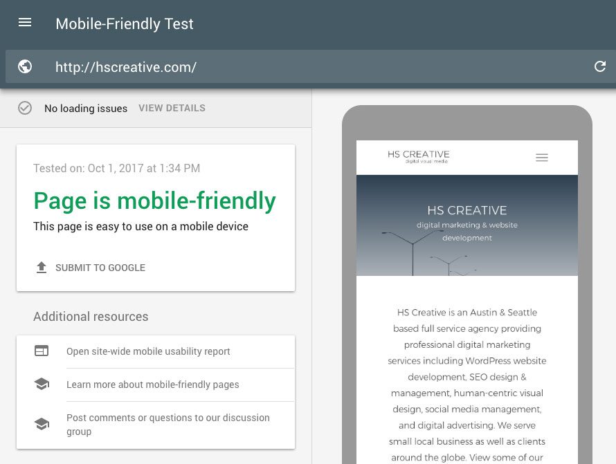 , Is Your Site Mobile Friendly? Not sure?  Here is how you check!, HS Creative